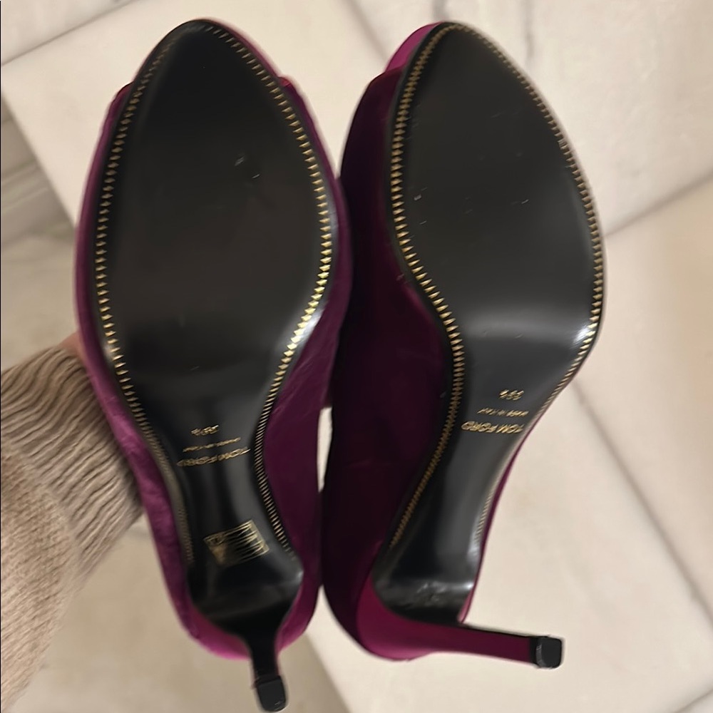 Tom Ford Purple Peep-Toe Heels - Picture 4 of 8